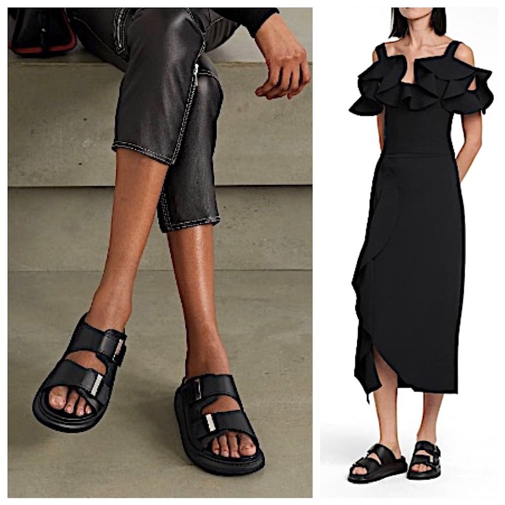 Alexander McQueen Black Leather Hybrid Sandals